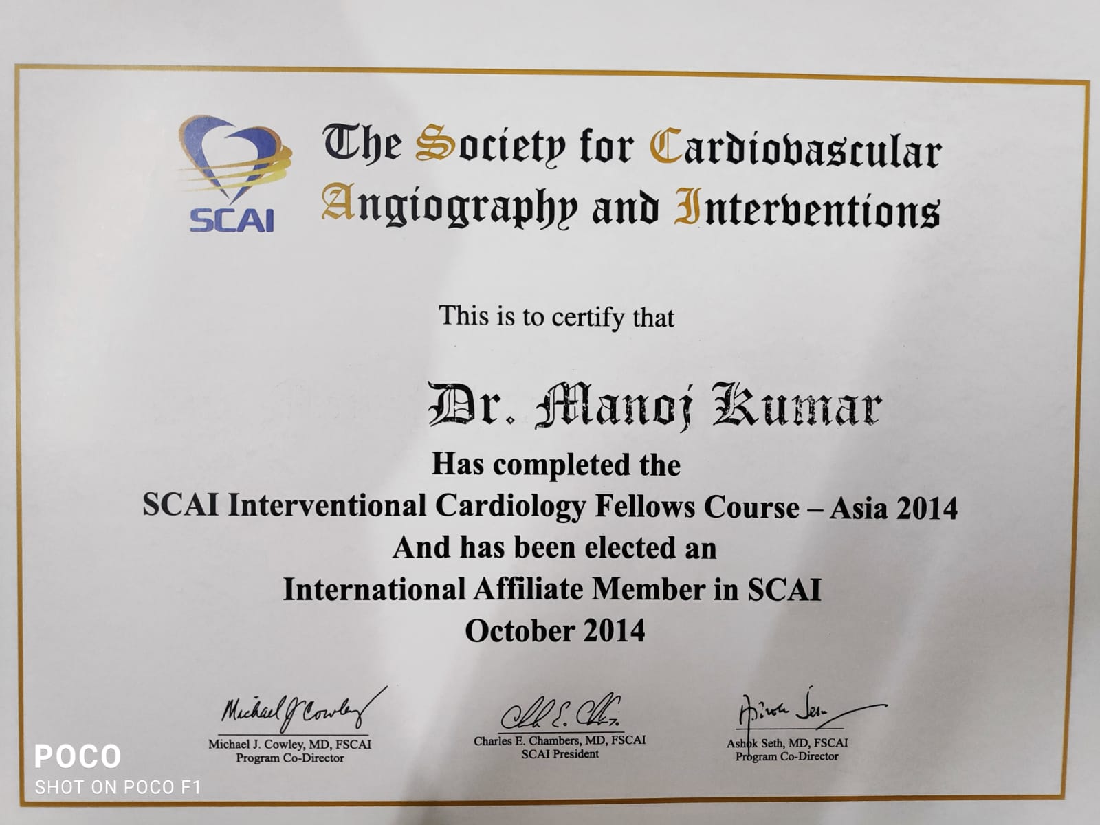 Internatinal Affiliate Member In SCAI