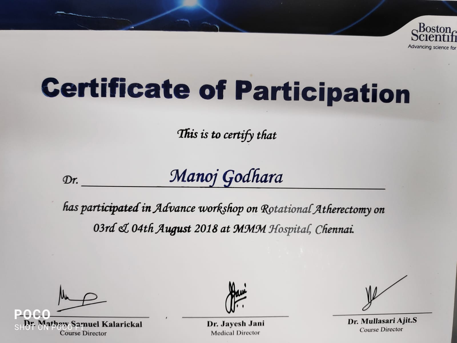 ROTATIONAL ATHERECTOMYON 3rd & 4th AUGUST 2018